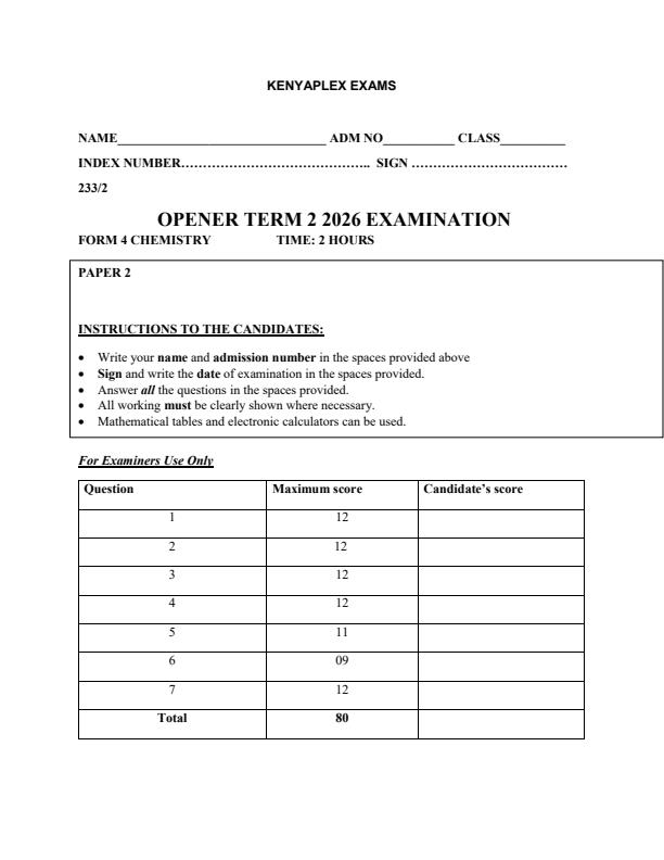 Preview page Form-4-Chemistry-Paper-2-Term-2-Opener-Exam-2026_5737_0.jpg