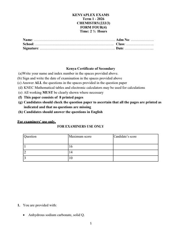 Preview page Form-4-Chemistry-Paper-3-End-Term-1-Exam-2026_5489_0.jpg