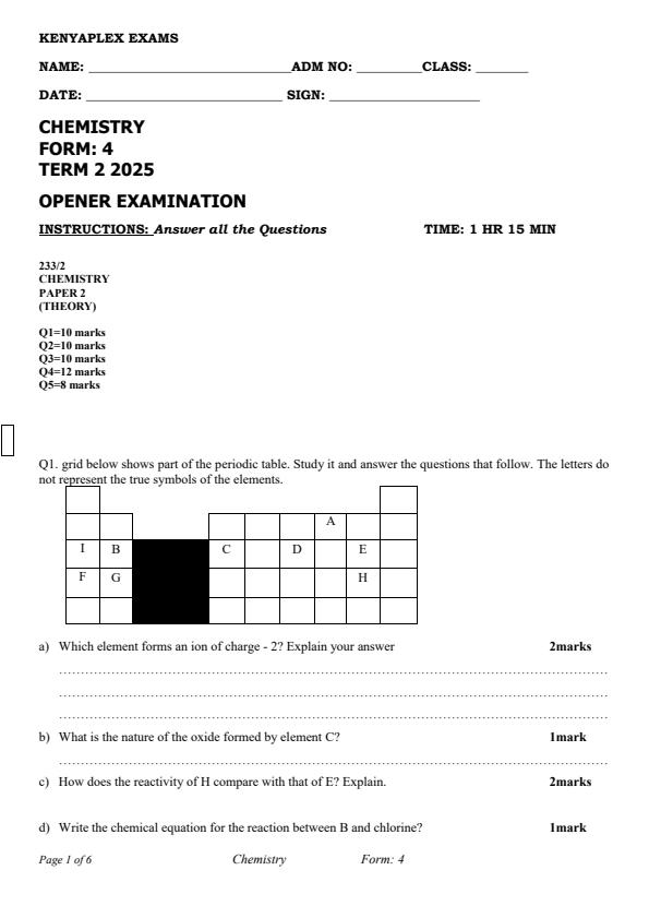 Preview page Form-4-Chemistry-Term-2-Opener-Exam-2025_3930_0.jpg
