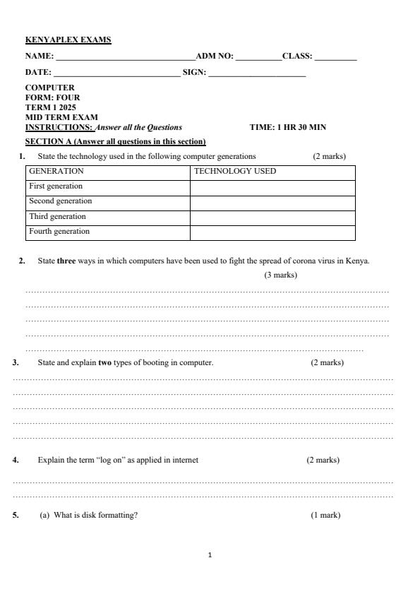 Preview page Form-4-Computer-Studies-Mid-Term-1-Exam-2025_3699_0.jpg