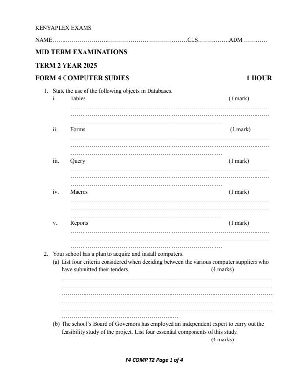 Preview page Form-4-Computer-Studies-Mid-Term-2-Exam-2025_4105_0.jpg