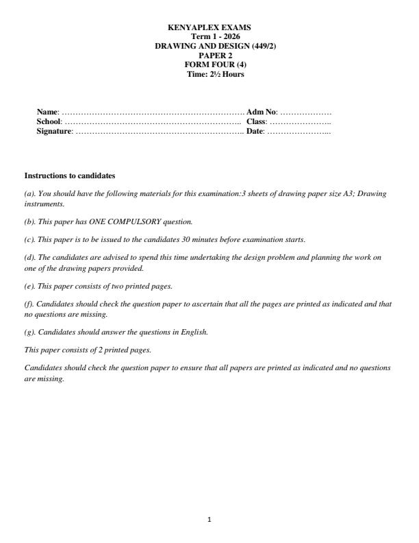Preview page Form-4-Drawing-and-Design-Paper-1-End-Term-1-Exam-2026_5492_0.jpg