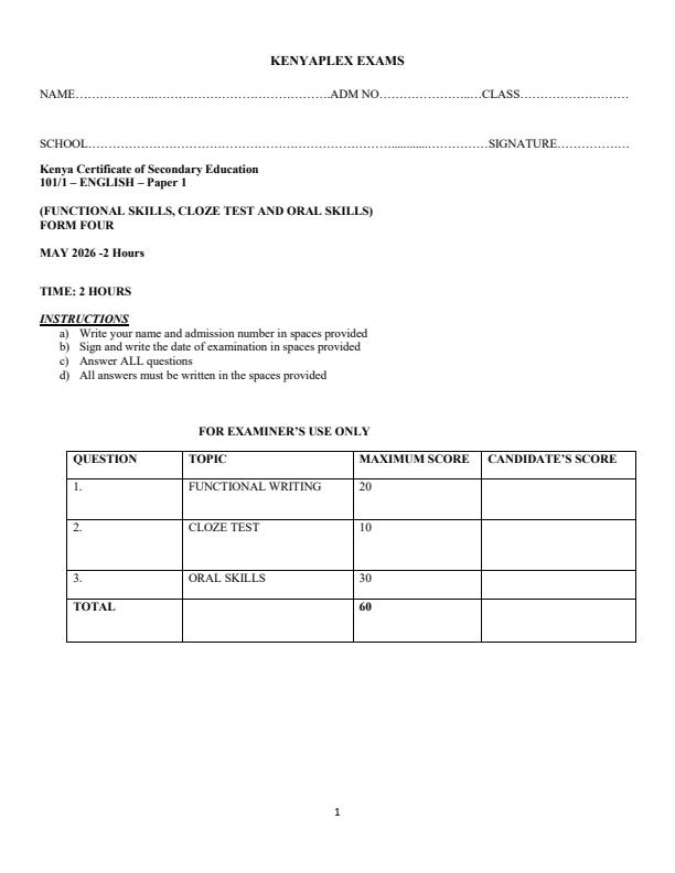 Preview page Form-4-English-Paper-1-Term-2-Opener-Exam-2026_5741_0.jpg