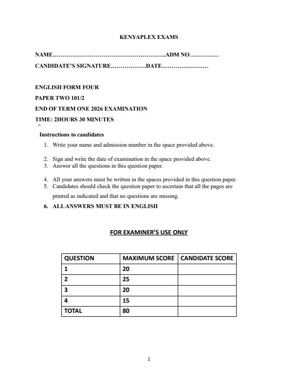 Preview page Form-4-English-Paper-2-End-Term-1-Exam-2026_5494_0.jpg