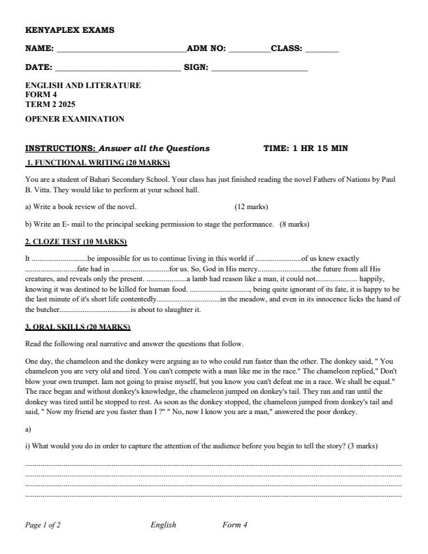 Preview page Form-4-English-Term-2-Opener-Exam-2025_3939_0.jpg