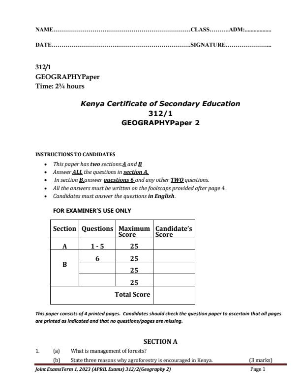 Preview page Form-4-Geography-Paper-2-End-Term-1-Examination-2023_1532_0.jpg