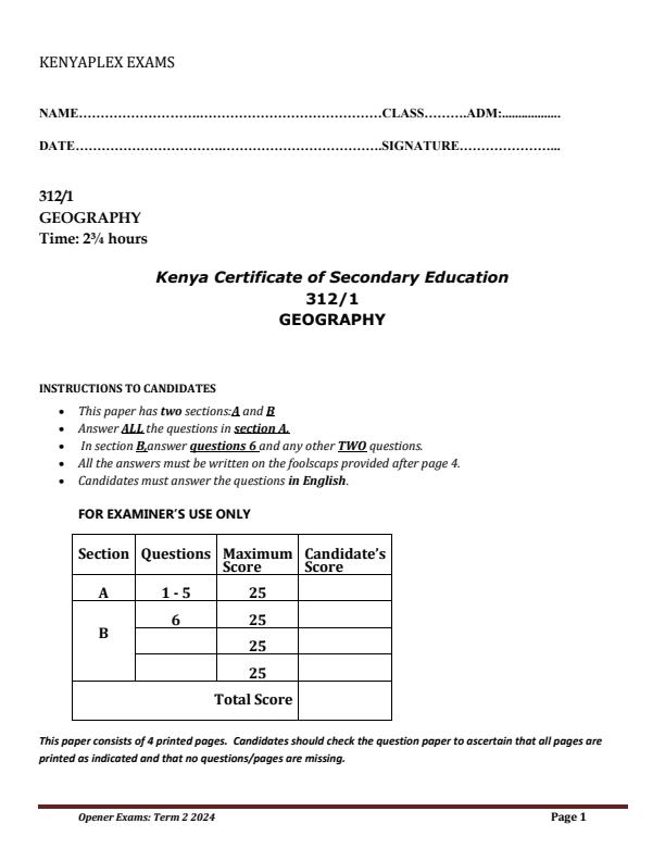 Preview page Form-4-Geography-Term-2-Opener-Exam-2024_2463_0.jpg