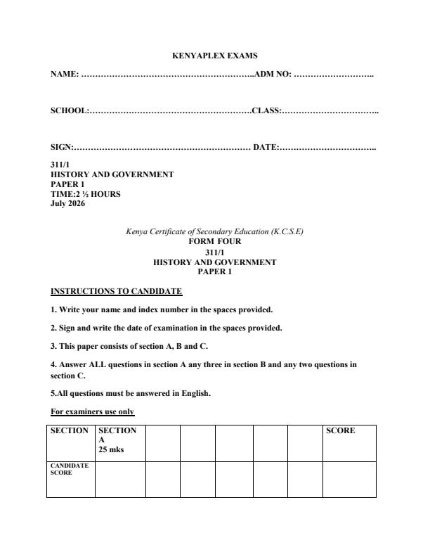 Preview page Form-4-History-Paper-1-End-Term-2-Exam-2026_6199_0.jpg