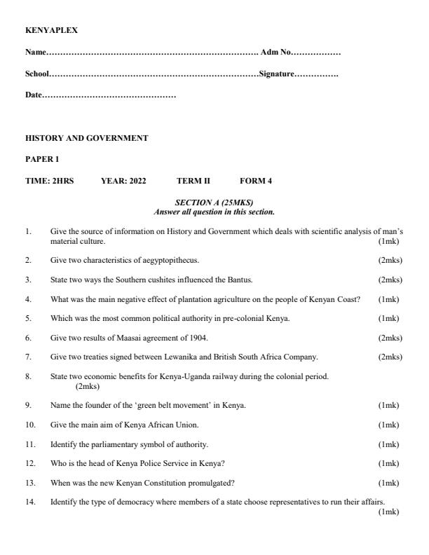 Preview page Form-4-History-and-Government-Paper-1-End-of-Term-2-Examination-2022_1277_0.jpg