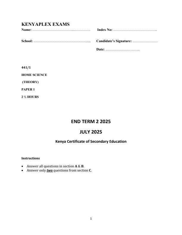 Preview page Form-4-Home-Science-Paper-1-End-of-Term-2-Examination-2025_4307_0.jpg