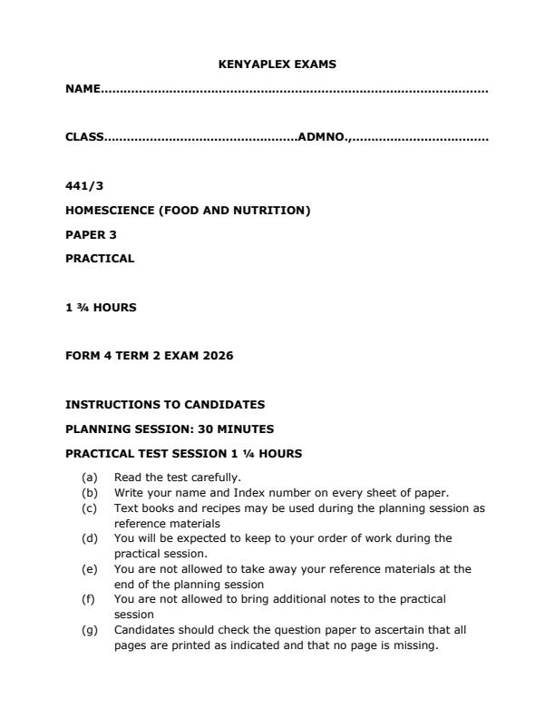 Preview page Form-4-Home-Science-Paper-3-End-Term-2-Exam-2026_6202_0.jpg