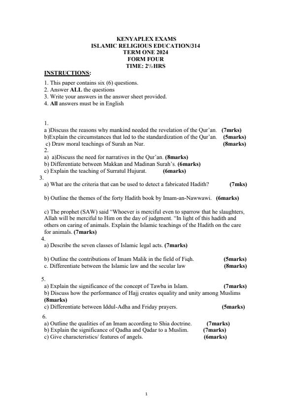 Preview page Form-4-IRE-Paper-1-End-of-Term-1-Examination-2024_2294_0.jpg