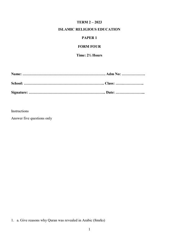 Preview page Form-4-IRE-Paper-1-End-of-Term-2-Examination-2023_1767_0.jpg