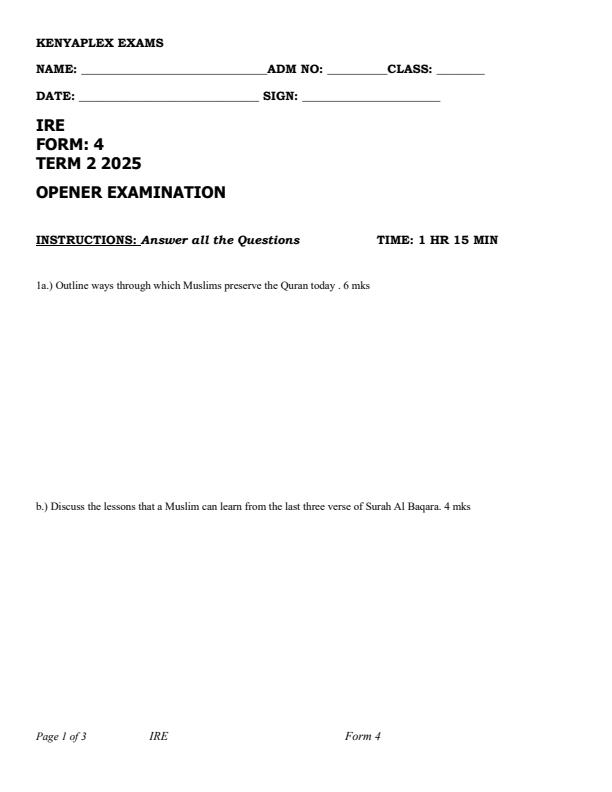 Preview page Form-4-IRE-Term-2-Opener-Exam-2025_3948_0.jpg