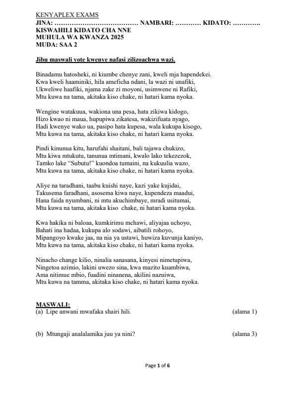 Preview page Form-4-Kiswahili-Mid-Term-1-Exam-2025_3705_0.jpg