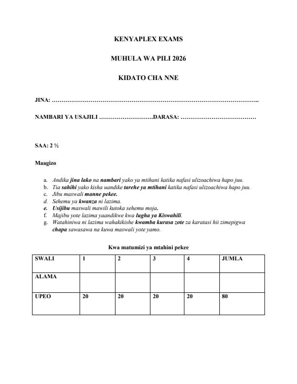 Preview page Form-4-Kiswahili-Paper-3-Term-2-Opener-Exam-2026_5758_0.jpg