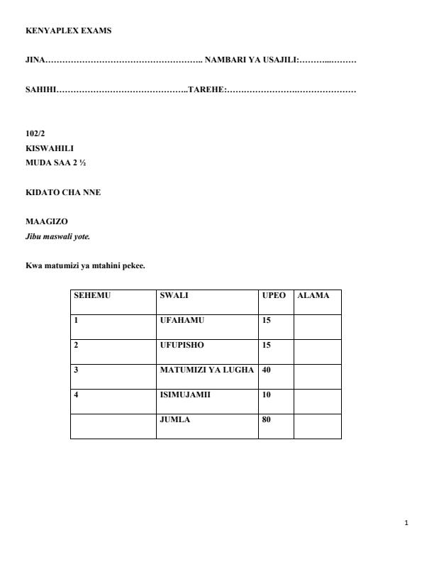Preview page Form-4-Kiswahili-Term-1-Opener-Exam-2024_2021_0.jpg