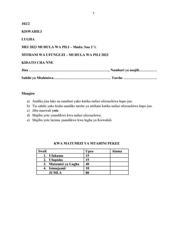 Preview page Form-4-Kiswahili-Term-2-Opener-Exam-2023_1627_0.jpg
