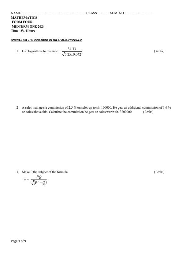 Preview page Form-4-Mathematics-Mid-Term-1-Examination-2024_2077_0.jpg