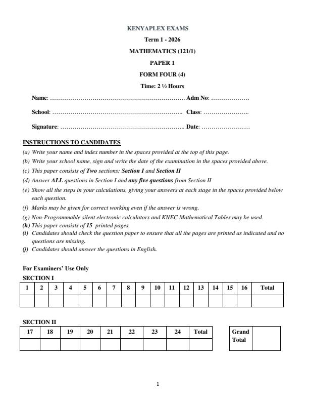 Preview page Form-4-Mathematics-Paper-1-End-Term-1-2026_5507_0.jpg