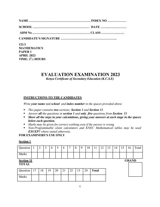 Preview page Form-4-Mathematics-Paper-1-End-Term-1-Examination-2023_1537_0.jpg