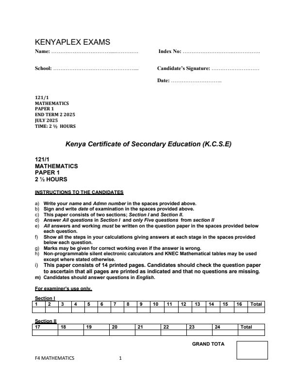 Preview page Form-4-Mathematics-Paper-1-End-of-Term-2-Examination-2025_4312_0.jpg