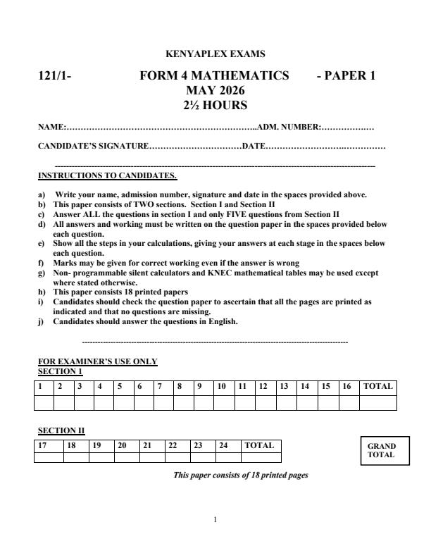 Preview page Form-4-Mathematics-Paper-1-Term-2-Opener-Exam-2026_5759_0.jpg