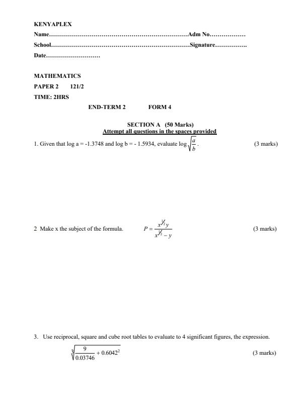 Preview page Form-4-Mathematics-Paper-2-End-of-Term-2-Exams-2021_899_0.jpg