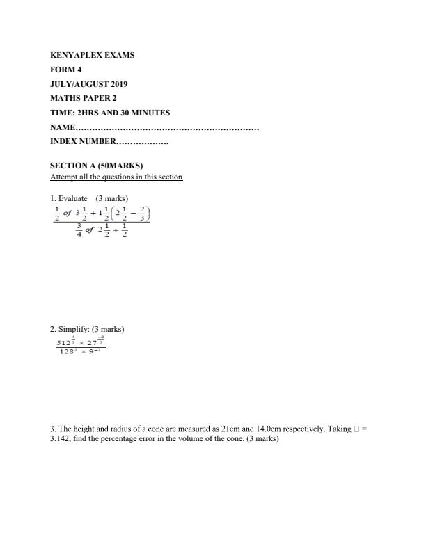 Preview page Form-4-Mathematics-Paper-2-Mock-Examination-Term-2-2019_215_0.jpg
