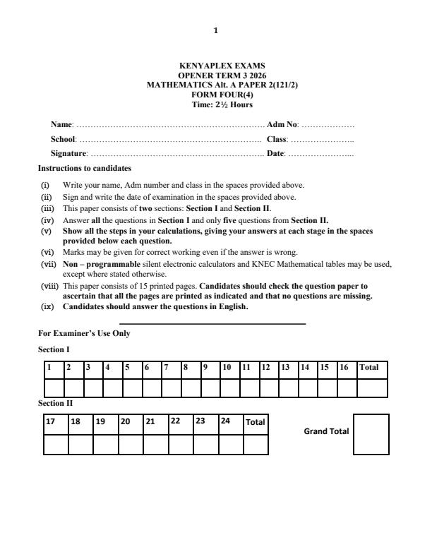Preview page Form-4-Mathematics-Paper-2-Term-3-Opener-Exam-2026_6658_0.jpg