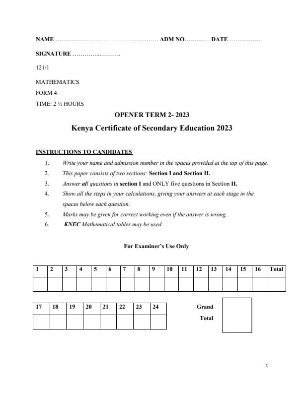 Preview page Form-4-Mathematics-Term-2-Opener-Exam-2023_1619_0.jpg