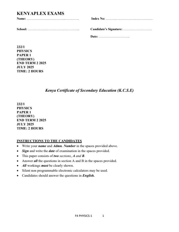 Preview page Form-4-Physics-Paper-1-End-of-Term-2-Examination-2025_4314_0.jpg