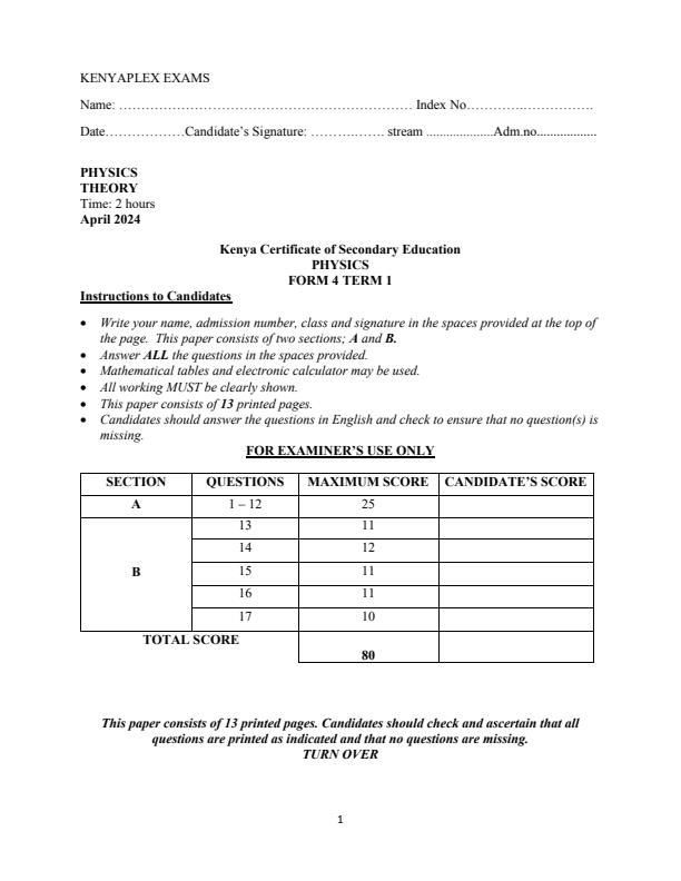 Preview page Form-4-Physics-Paper-2-End-of-Term-1-Examination-2024_2286_0.jpg