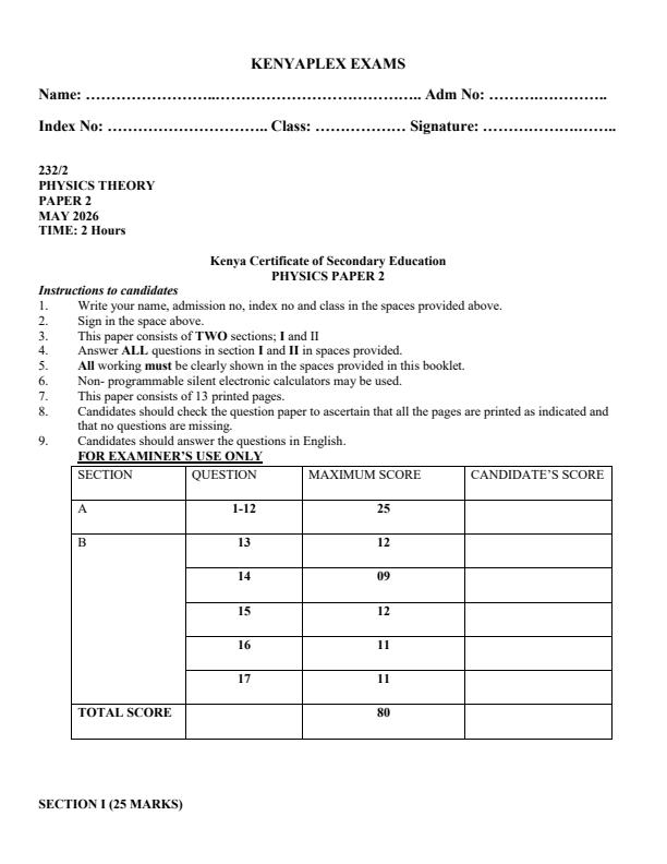 Preview page Form-4-Physics-Paper-2-Term-2-Opener-Exam-2026_6212_0.jpg