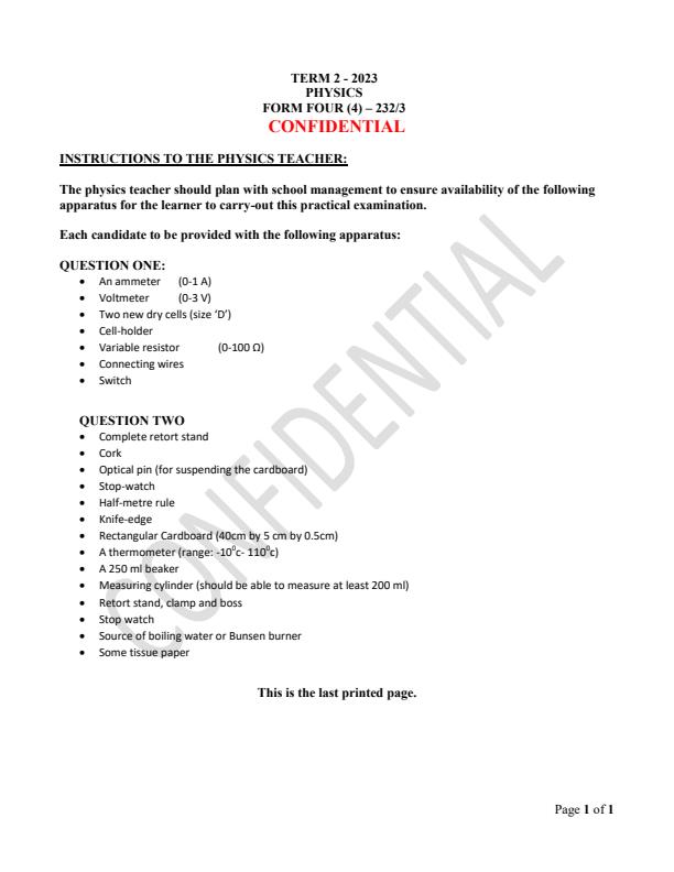 Preview page Form-4-Physics-Paper-3-Confidential-Paper-End-of-Term-2-Examination-2023_1782_0.jpg