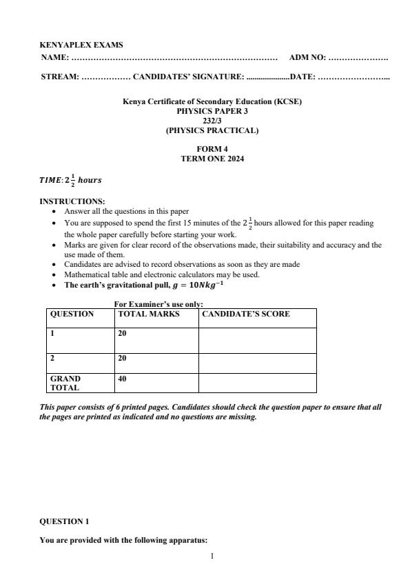 Preview page Form-4-Physics-Paper-3-End-of-Term-1-Examination-2024_2287_0.jpg