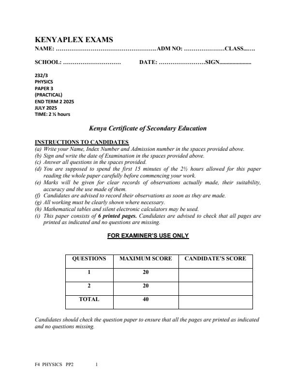 Preview page Form-4-Physics-Paper-3-End-of-Term-2-Examination-2025_4316_0.jpg