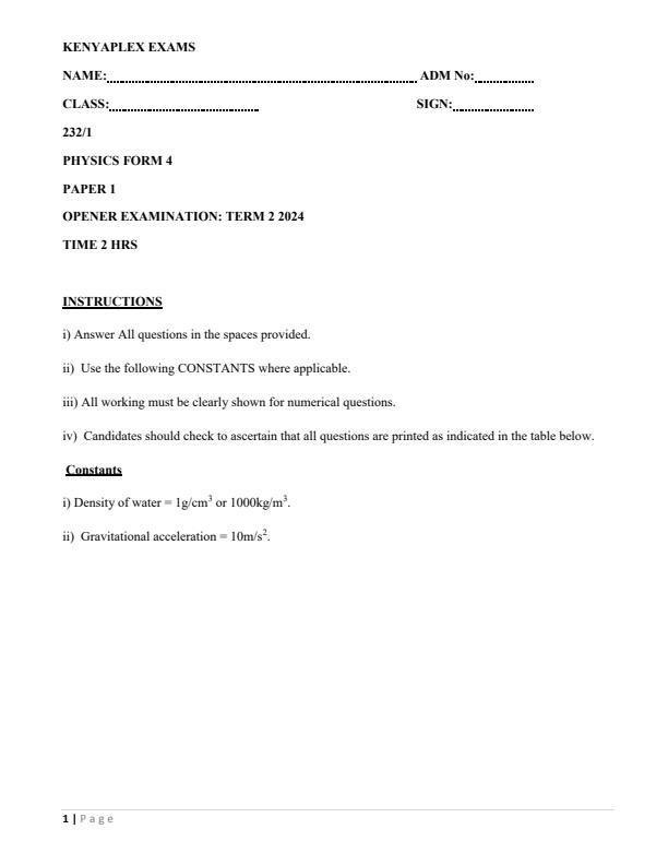 Preview page Form-4-Physics-Term-2-Opener-Exam-2024_2357_0.jpg