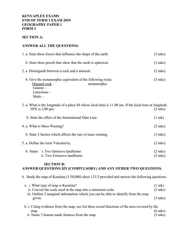 Preview page Geography-Form-3-End-of-Term-1-Paper-1-Examination-2019_69_0.jpg