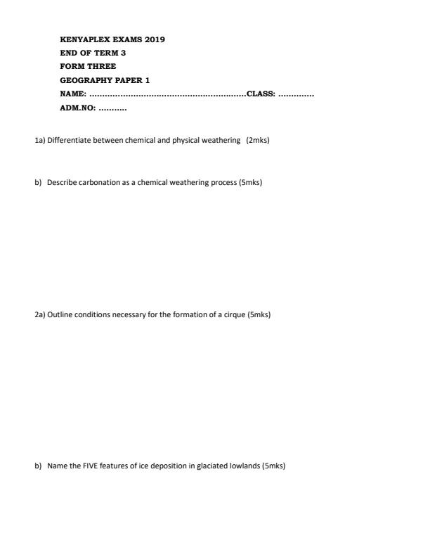 Preview page Geography-Form-3-End-of-Term-3-Paper-1-Examination-2019_367_0.jpg