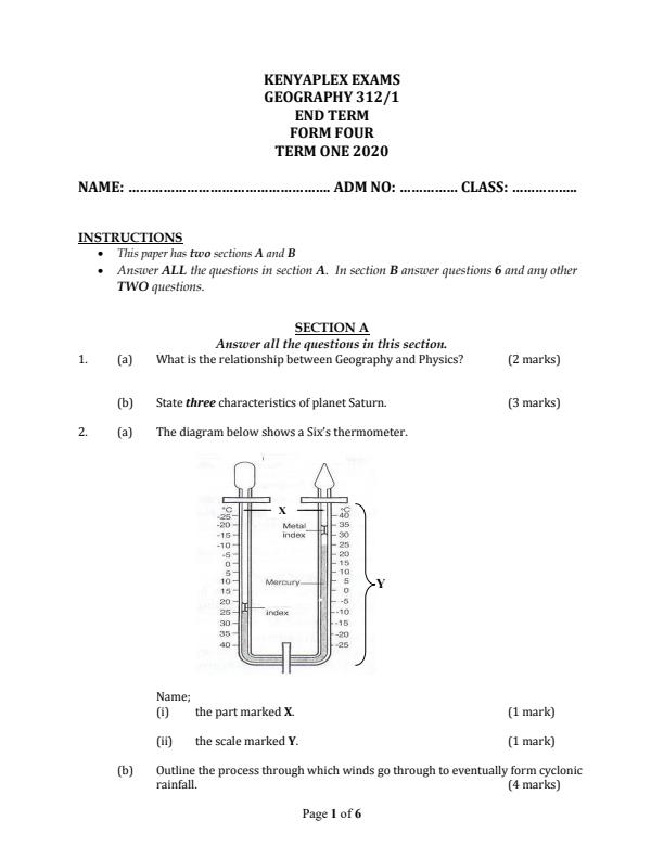 Preview page Geography-Paper-1-Form-4-End-of-Term-1-Examination-2020_626_0.jpg