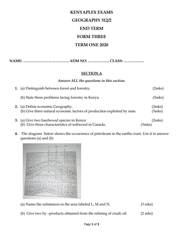Preview page Geography-Paper-2-Form-3-End-of-Term-1-Examination-2020_629_0.jpg