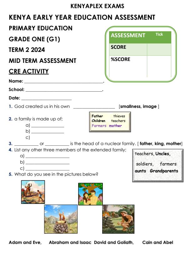 Preview page Grade-1-CRE-Activities-Mid-Term-2-Exam-2024_2626_0.jpg