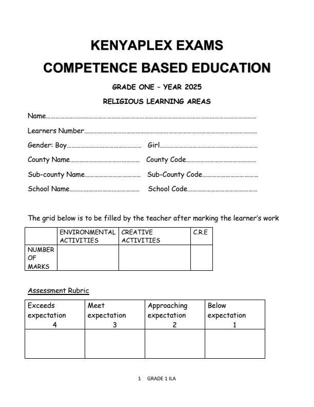 Preview page Grade-1-CRE-Activities-Mid-Term-2-Exam-2025_4133_0.jpg