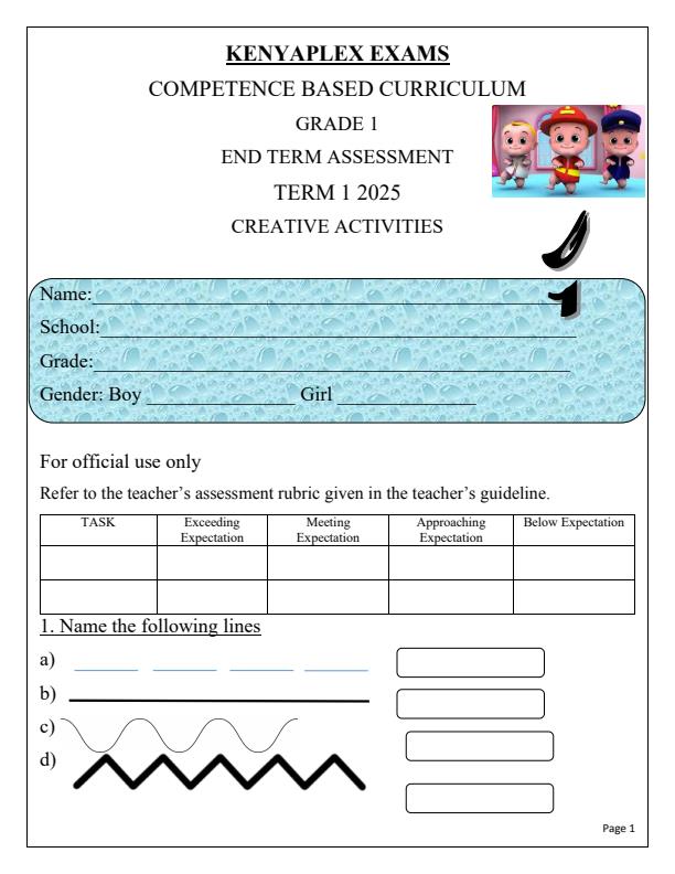 Preview page Grade-1-Creative-Activities-End-of-Term-1-Examination-2025_3765_0.jpg