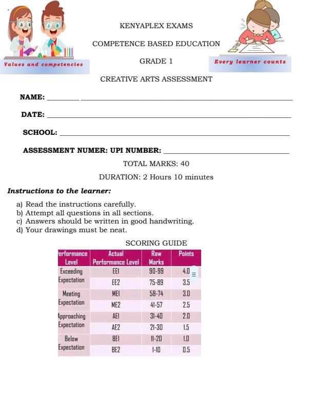 Preview page Grade-1-Creative-Activities-End-of-Term-2-Exam-2025_4335_0.jpg