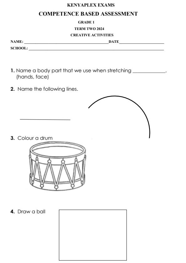 Preview page Grade-1-Creative-Arts-End-of-May-Assessment-Test-2024_2557_0.jpg