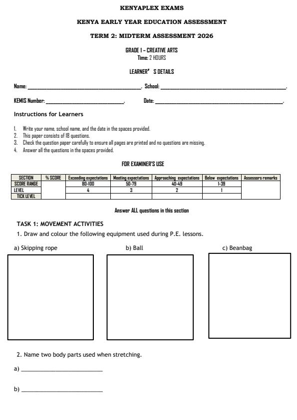 Preview page Grade-1-Creative-Arts-Mid-Term-2-Exam-2026_5788_0.jpg