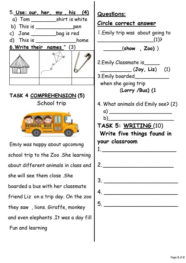 Preview page Grade-1-English-Activities-July-Assessment-Examination-2026_6315_1.jpg