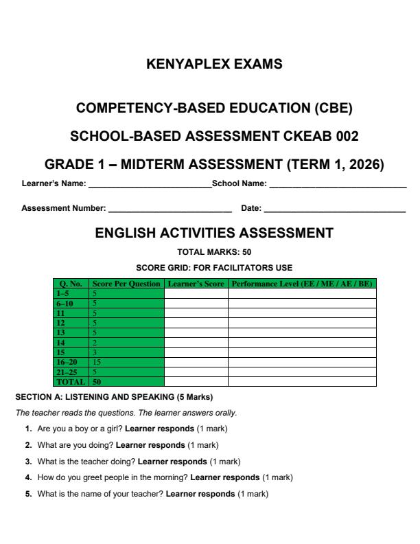 Preview page Grade-1-English-Mid-Term-1-Exam-2026_5220_0.jpg